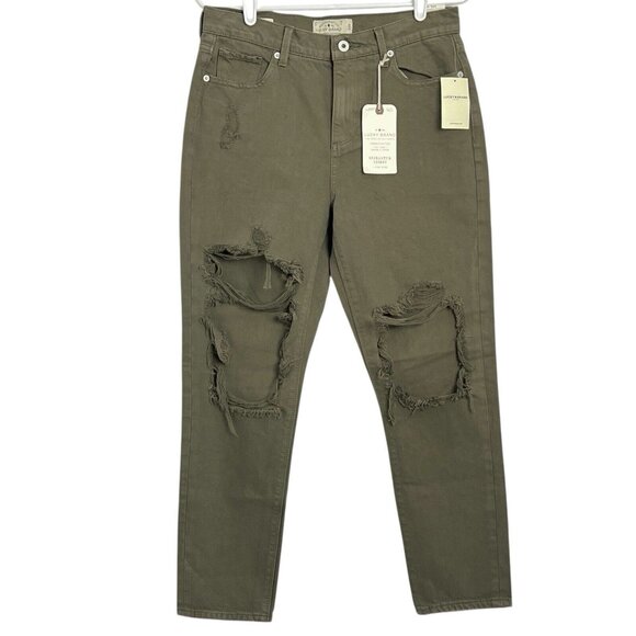 Lucky Brand Women's Military Green Bridgette Skinny Jeans Sz 6/28 Distressed NWT - Picture 1 of 15